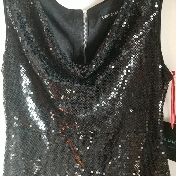 VVS DESIGNER Cynthia Rowley Cowl Neck Empire Waist Sequined Sheath Dress. NWT - Picture 1 of 7
